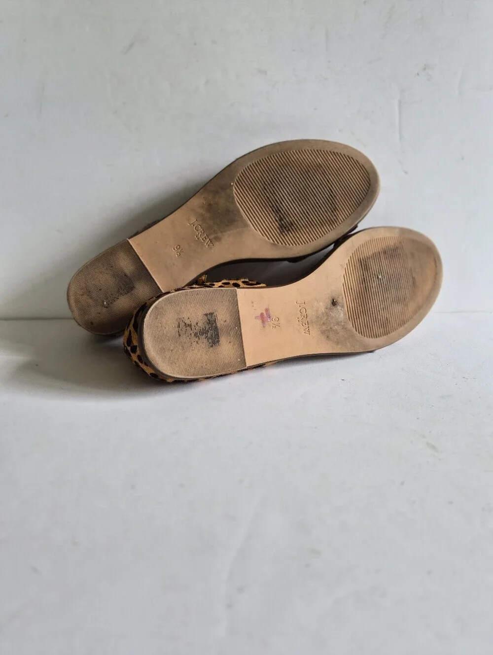 J.Crew Morgan Leopard Calf Hair Peep Toe Flats Size 9.5 Brown Tan Animal Print
